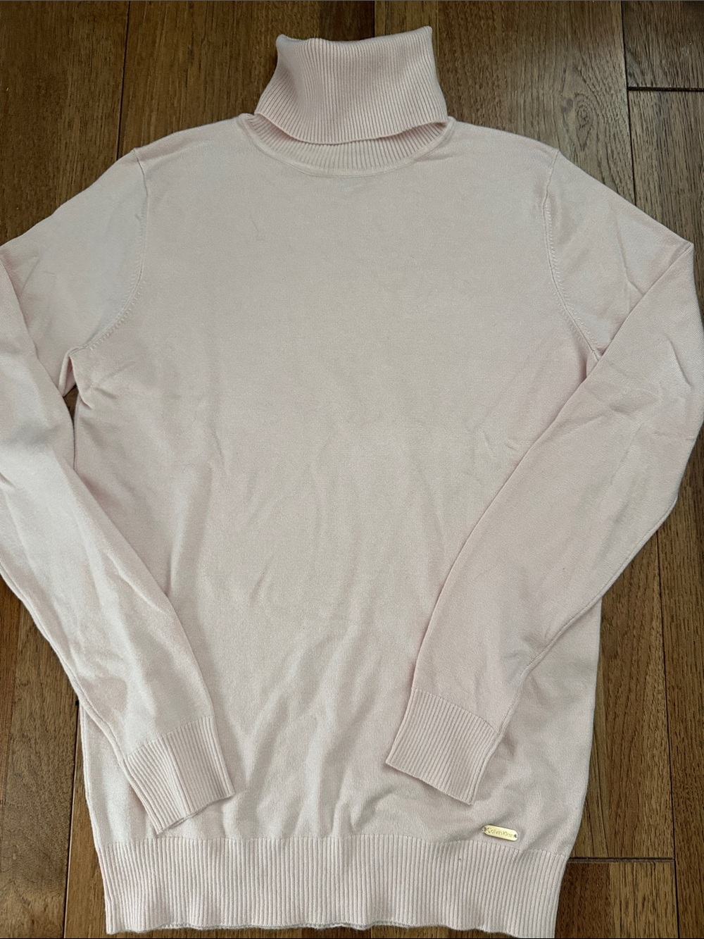Calvin Klein Blush Pink Fine Gauge Turtleneck Sweater Size Small